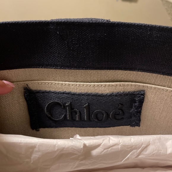 Chloé Mediem Woody Logo Embroidered Webbing Canvas Tote - Picture 5 of 9